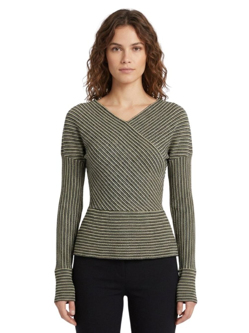 Vintage Y2K Missoni Metallic Striped Knit Top Sz 8 Grey Yellow Bodycon Wool